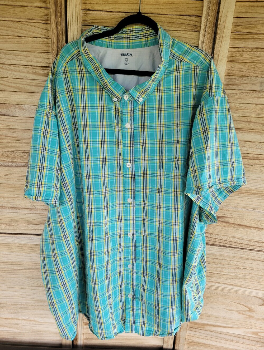 King Size 8xl Mens Big And Tall Button Up Short Sleeve Plaid T Shirt